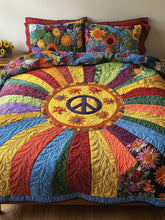Peace Flower 3- Piece Quilted Bedding Set