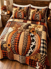 Patchwork Pumpkin 3‐Piece Quilted Bedding Set