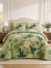 Hummingbird Botanical Garden Quilted 3-Piece Bedding Set