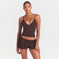 LIGHTWEIGHT SATIN BLOOMER SHORT | ESPRESSO
