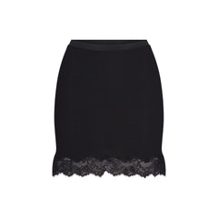 RIB KNIT LACE MINI SKIRT | OBSIDIAN