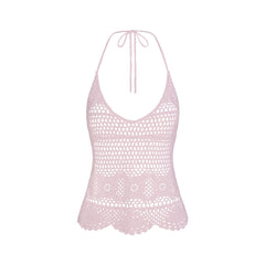 SWIM COVER-UPS CROCHET HALTER CAMI TOP | CHERRY BLOSSOM
