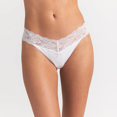LIGHTWEIGHT COTTON WIDE LACE THONG | SNOW