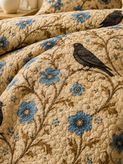Raven Blue Wildflower Garden Quilted 3-Piece Bedding Set
