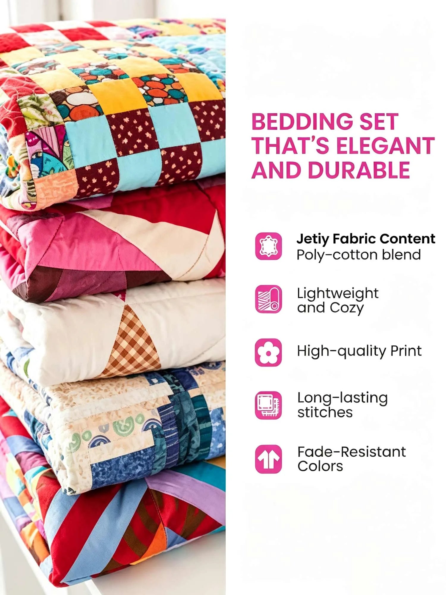 Lavender Fields Patchwork 3-Piece Quilted Bedding Set