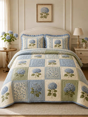 Charming Hydrangea Blossom 3-Piece Quilted Bedding Set