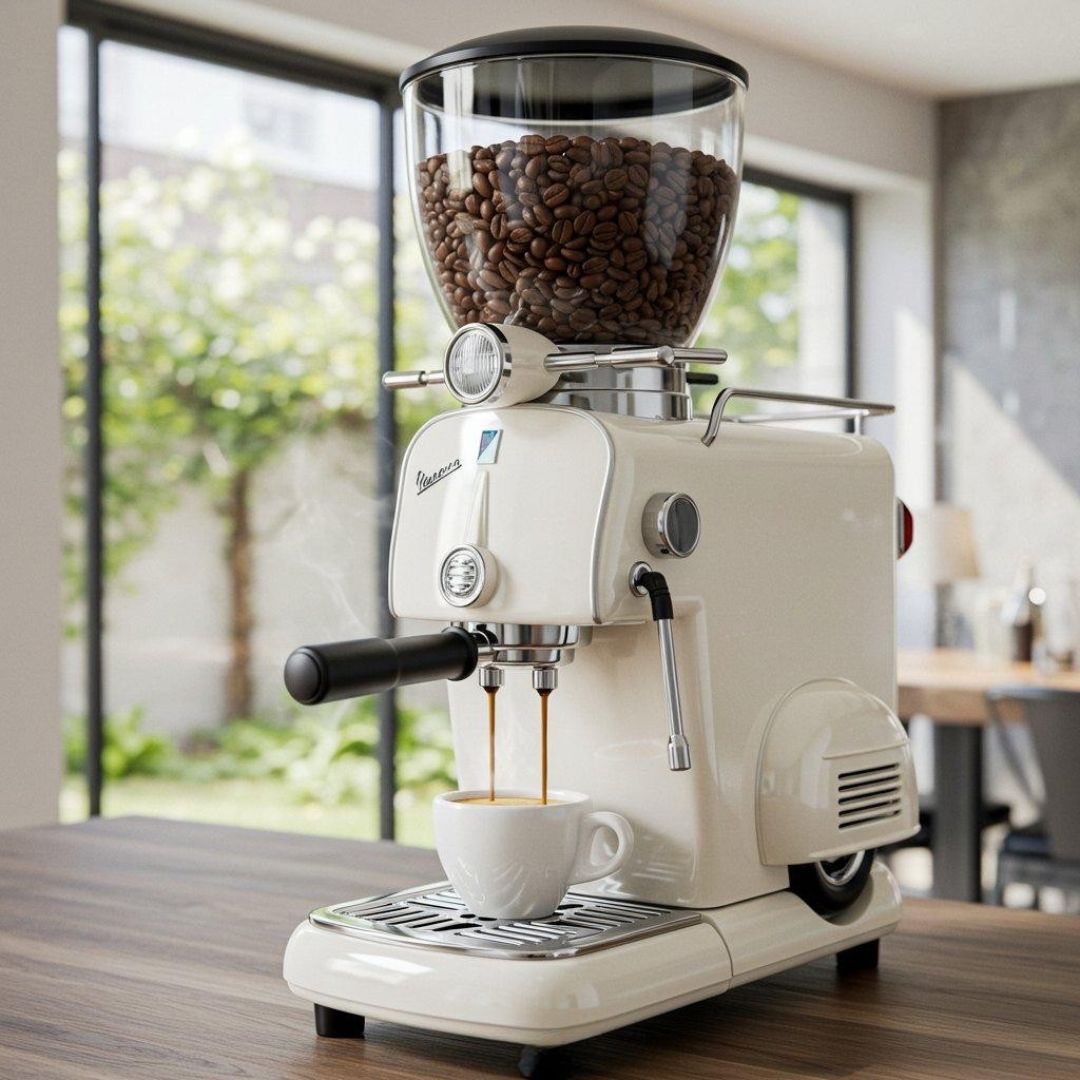 Vespa-Inspired Coffee Maker – Retro Scooter Design Espresso Machine