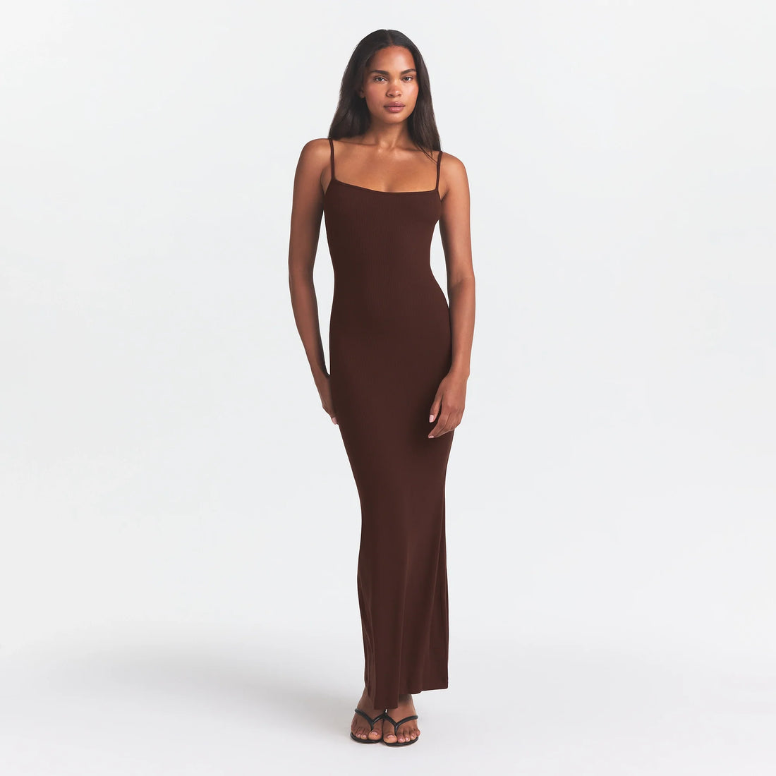 SOFT LOUNGE LONG SLIP DRESS | COCOA