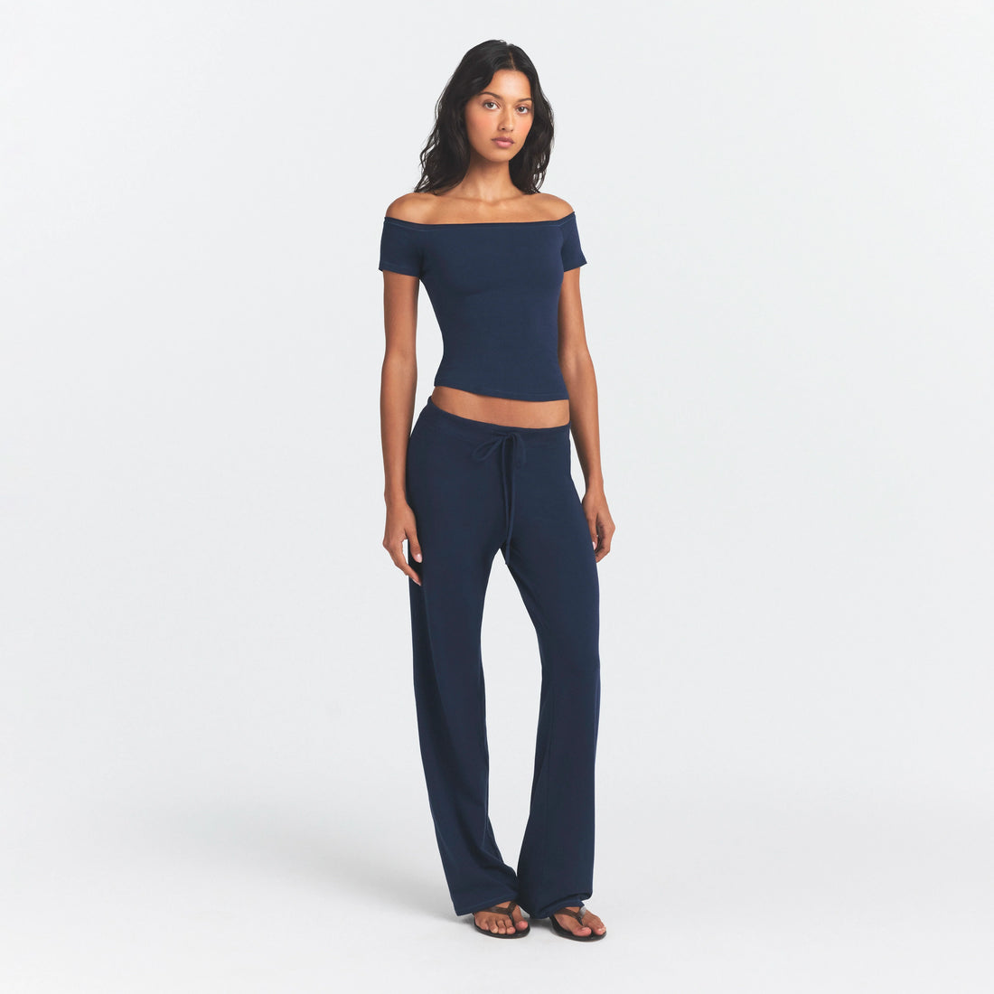 COTTON JERSEY STRAIGHT LEG PANT | NAVY