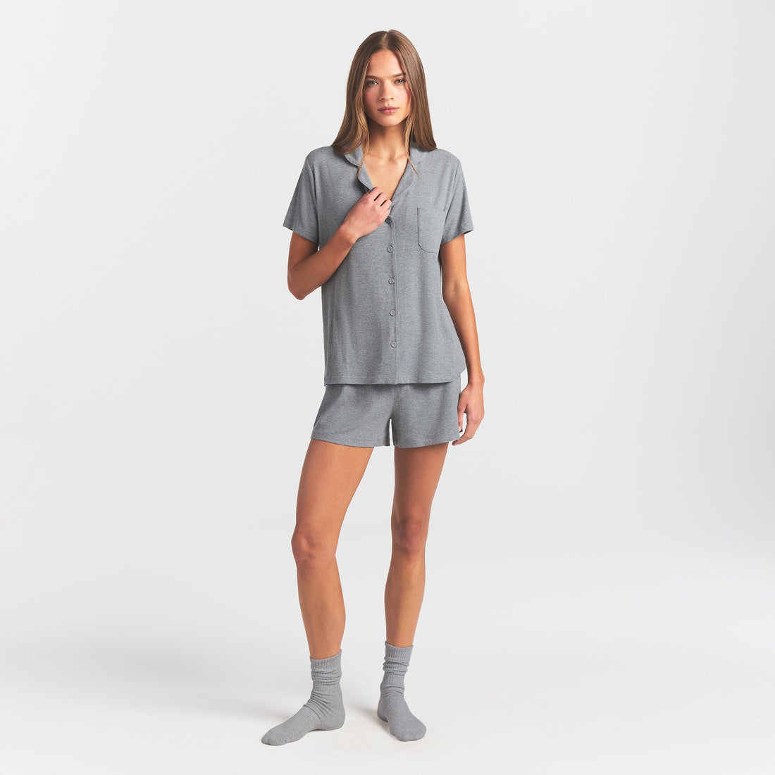 SOFT LOUNGE SHORT SLEEP SET | HEATHER GREY