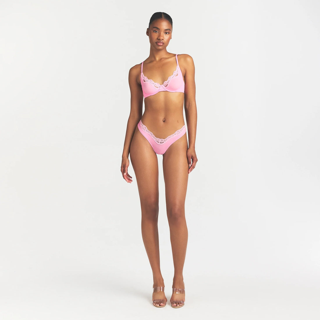 FITS EVERYBODY LACE UNLINED SCOOP BRA | BUBBLE GUM TONAL