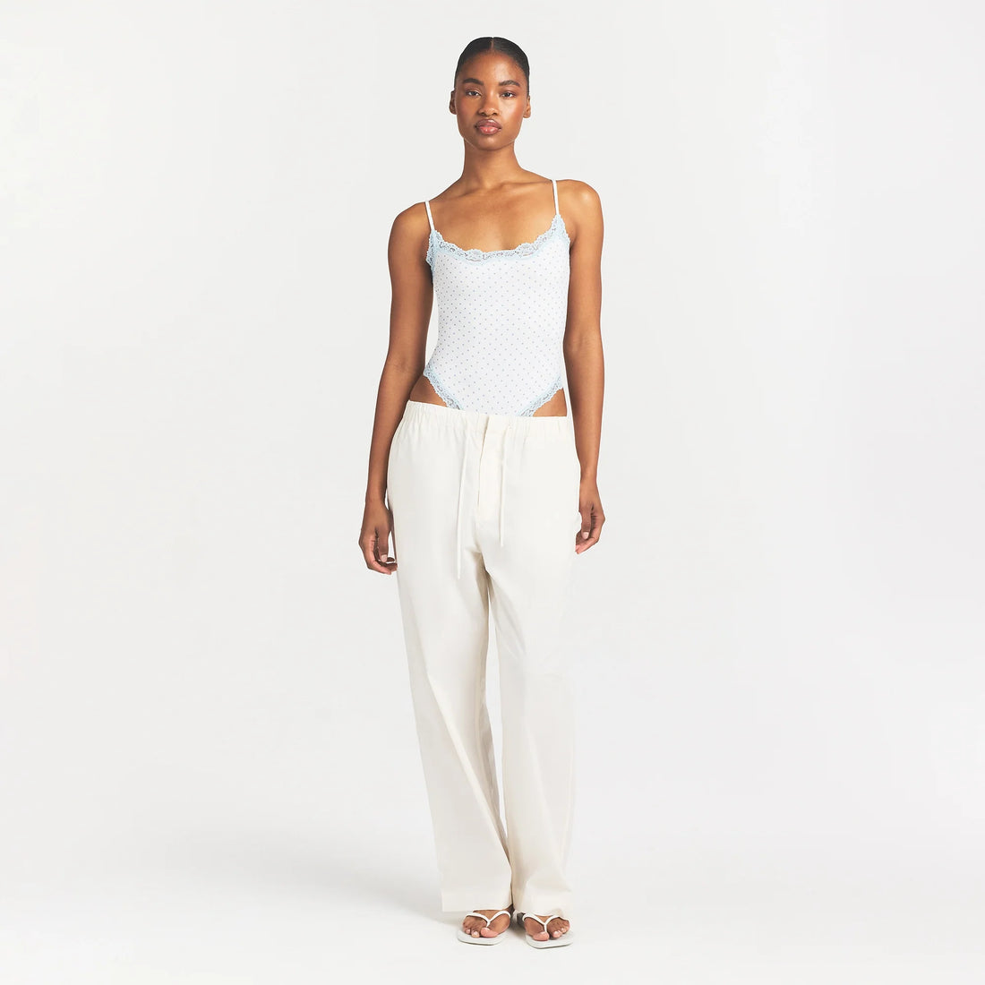 FITS EVERYBODY LACE CAMI BODYSUIT | SLATE PIN DOT PRINT