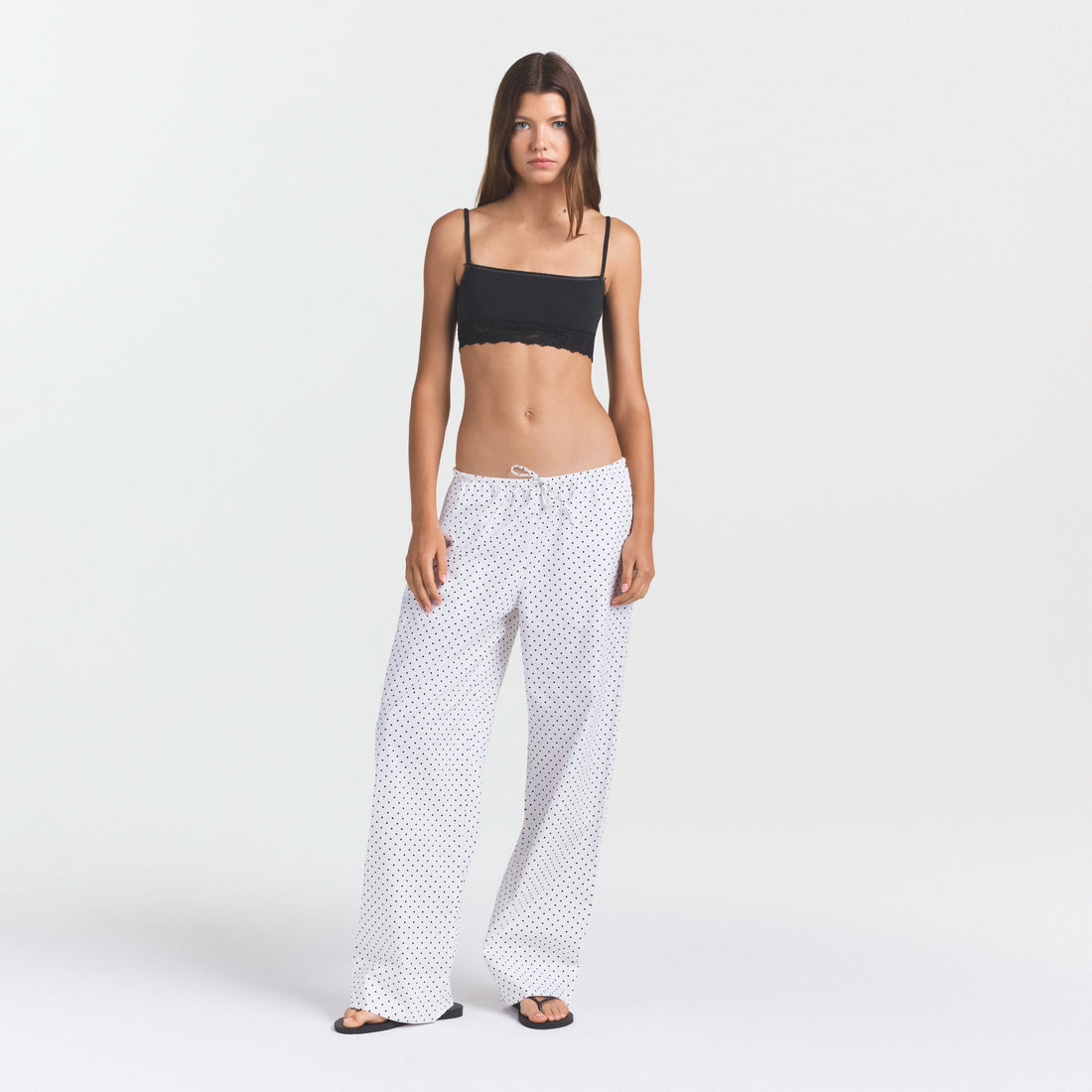 COTTON POPLIN SLEEP STRAIGHT LEG PANT | ONYX DOT PRINT