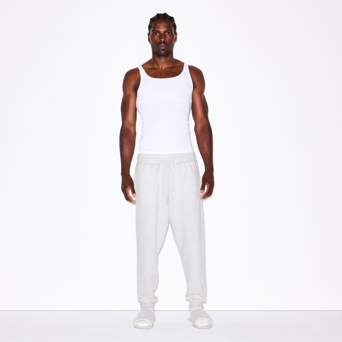 FLEECE LOUNGE MENS TAPERED JOGGER | LIGHT HEATHER GREY