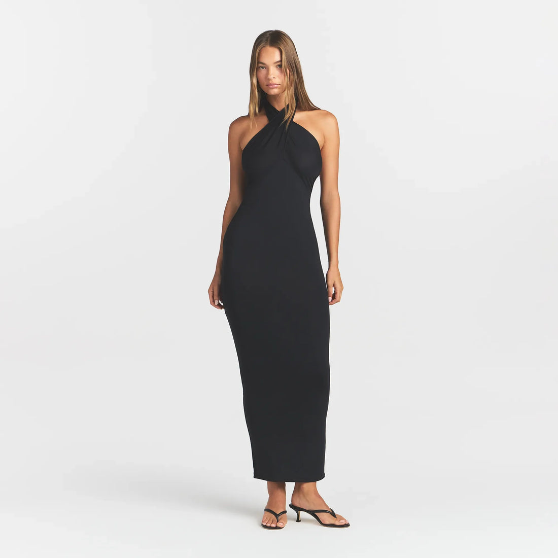 SMOOTH LAYERS CONVERTIBLE LONG DRESS | OBSIDIAN