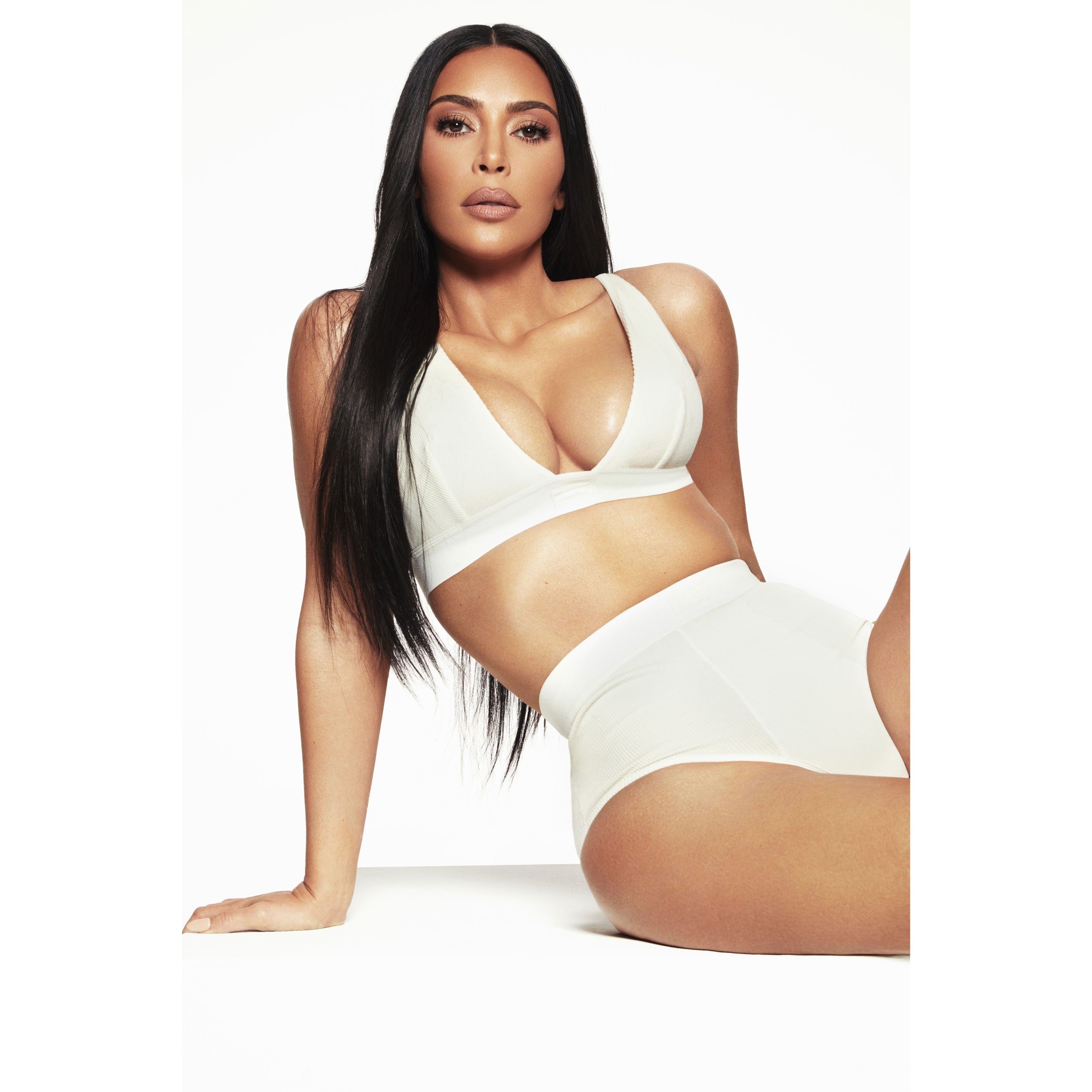 COTTON RIB PLUNGE BRALETTE | BONE