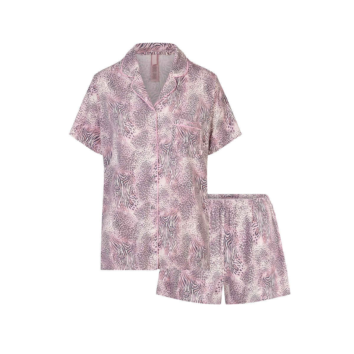 SKIMS SLEEP SHORT SLEEVE BUTTON UP SET | BLOOM MINI MULTI ANIMAL