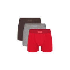 SKIMS COTTON MENS 3" BOXER BRIEF 3-PACK | RUBY ESPRESSO MULTI