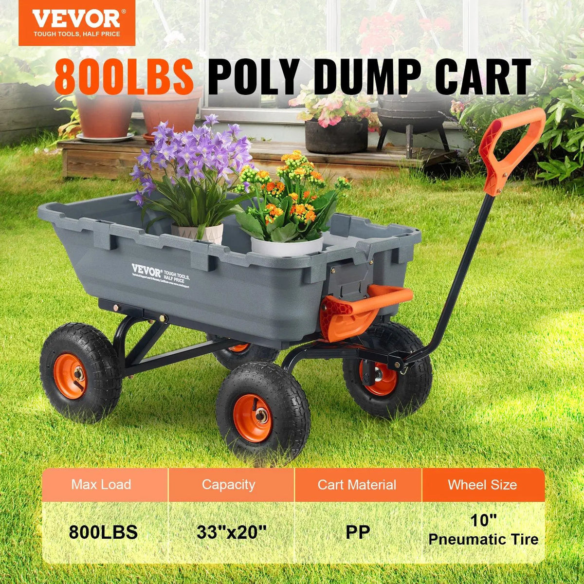 Poly Garden Dump Cart – 2-in-1 Handle