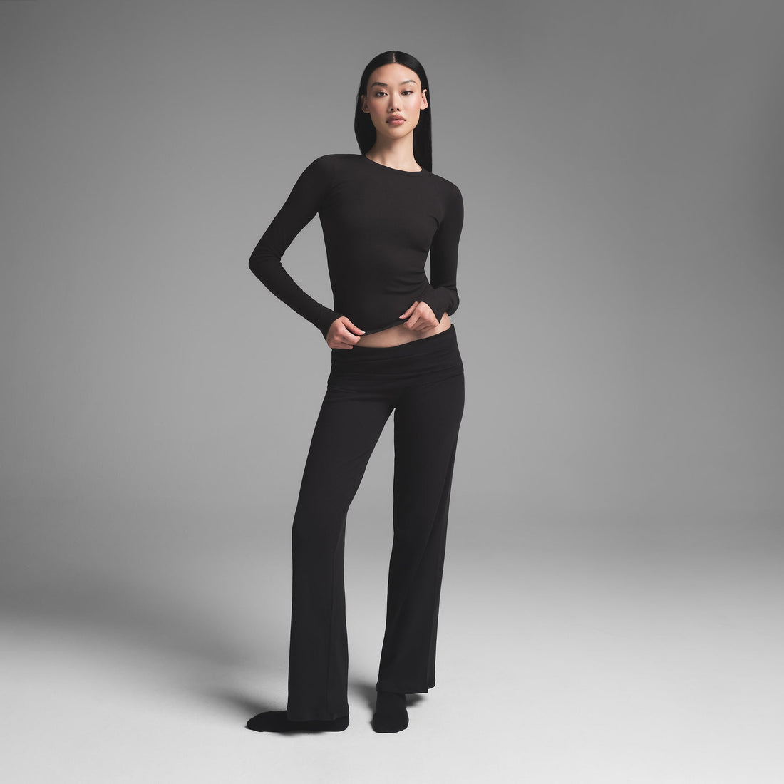 COTTON RIB LONG SLEEVE T-SHIRT | SOOT