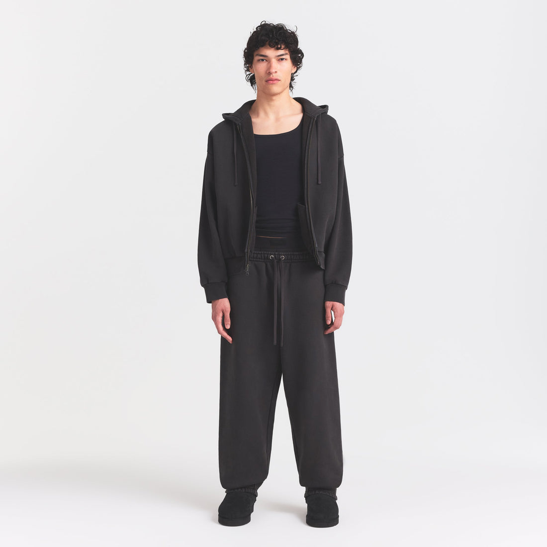 HEAVYWEIGHT FLEECE ZIP UP HOODIE | WASHED ONYX