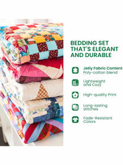 Flower Patchwork 3-Piece Quilted Bedding Set
