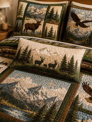 Vintage National Park Wildlife Quilted 3-Piece Bedding Set