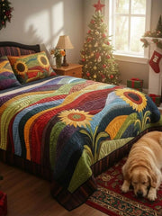 Country Sunflower Dreams 3-Piece Quilted Bedding Set3